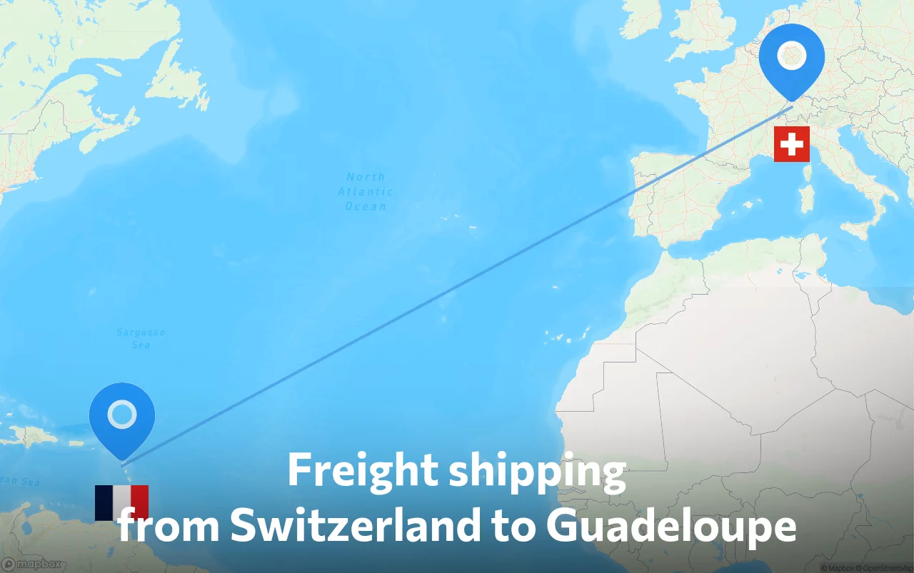 Shipping route from Switzerland to Guadeloupe