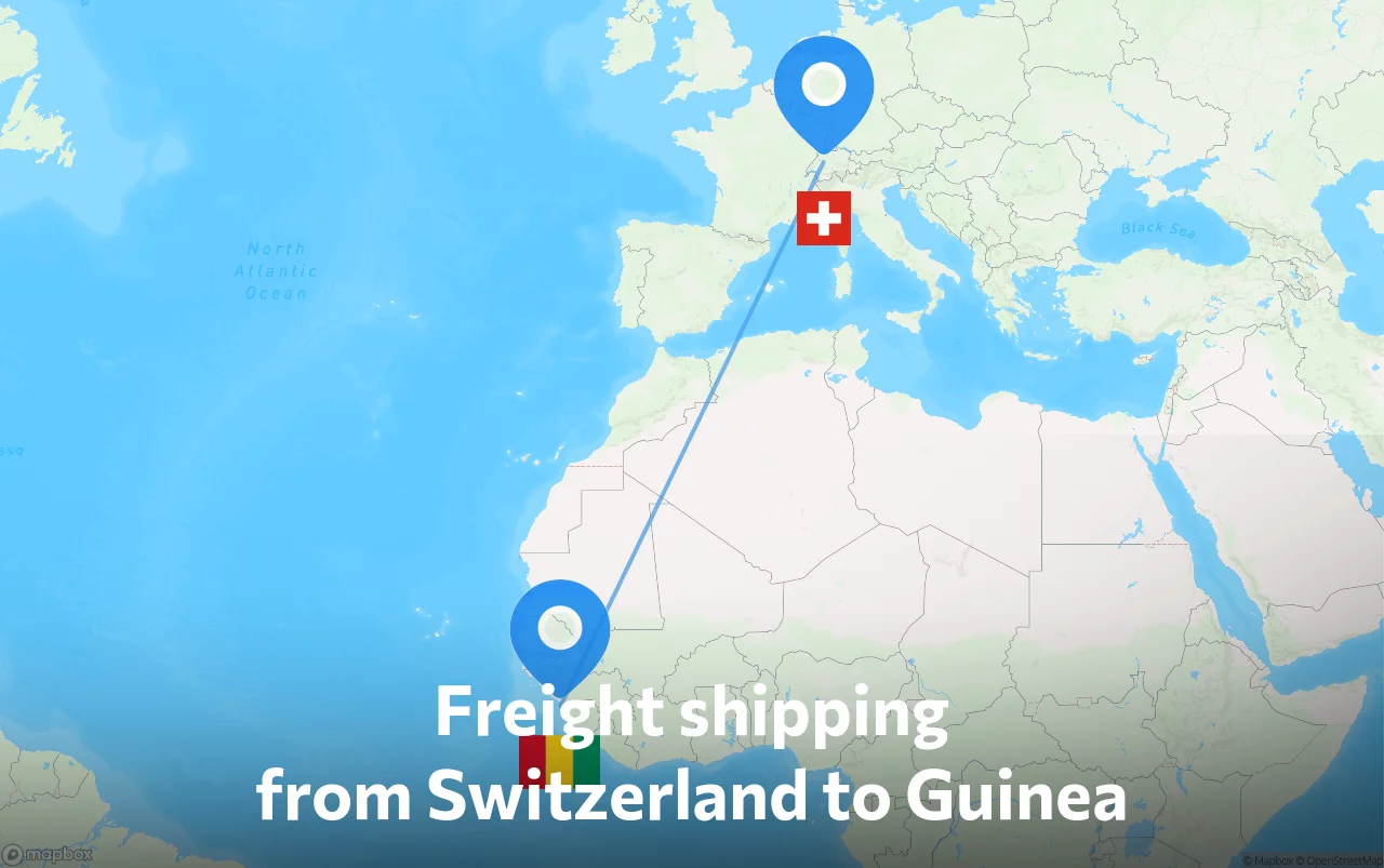 Shipping route from Switzerland to Guinea