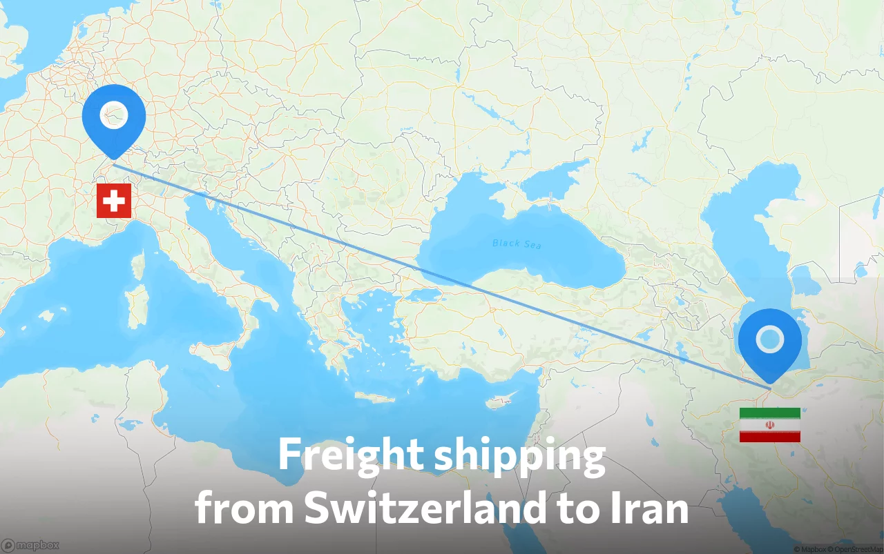 Shipping route from Switzerland to Iran