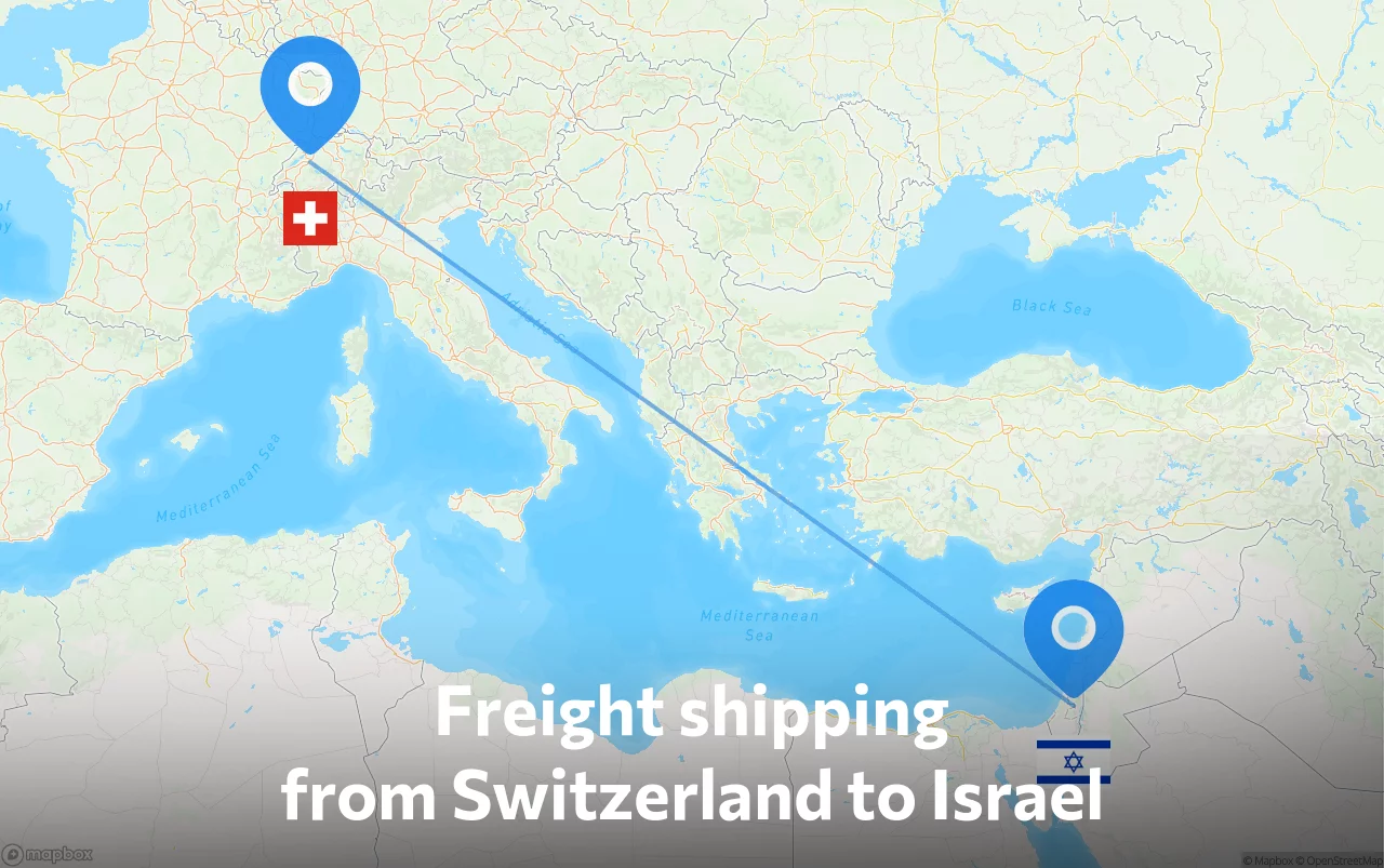 Shipping route from Switzerland to Israel