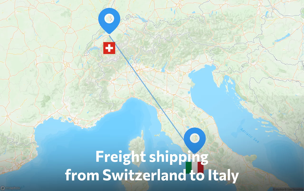 Shipping route from Switzerland to Italy