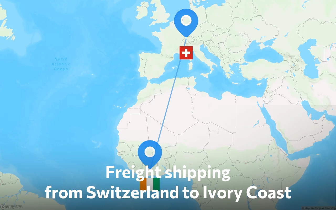Shipping route from Switzerland to Ivory Coast
