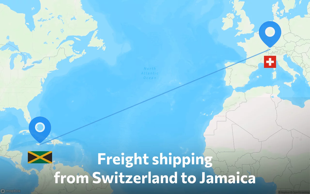 Shipping route from Switzerland to Jamaica