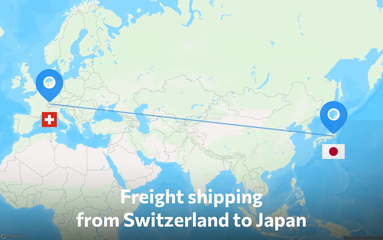 Shipping route from Switzerland to Japan