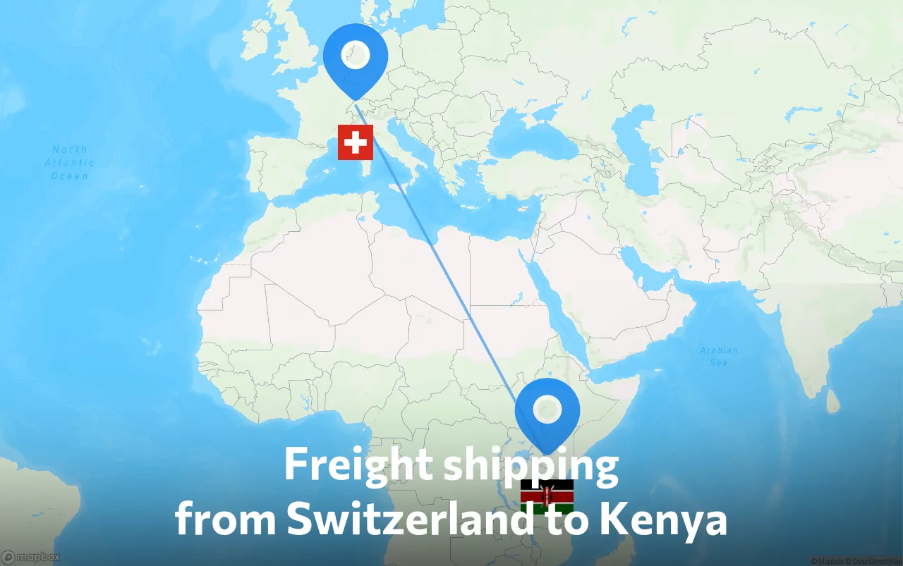 Shipping route from Switzerland to Kenya