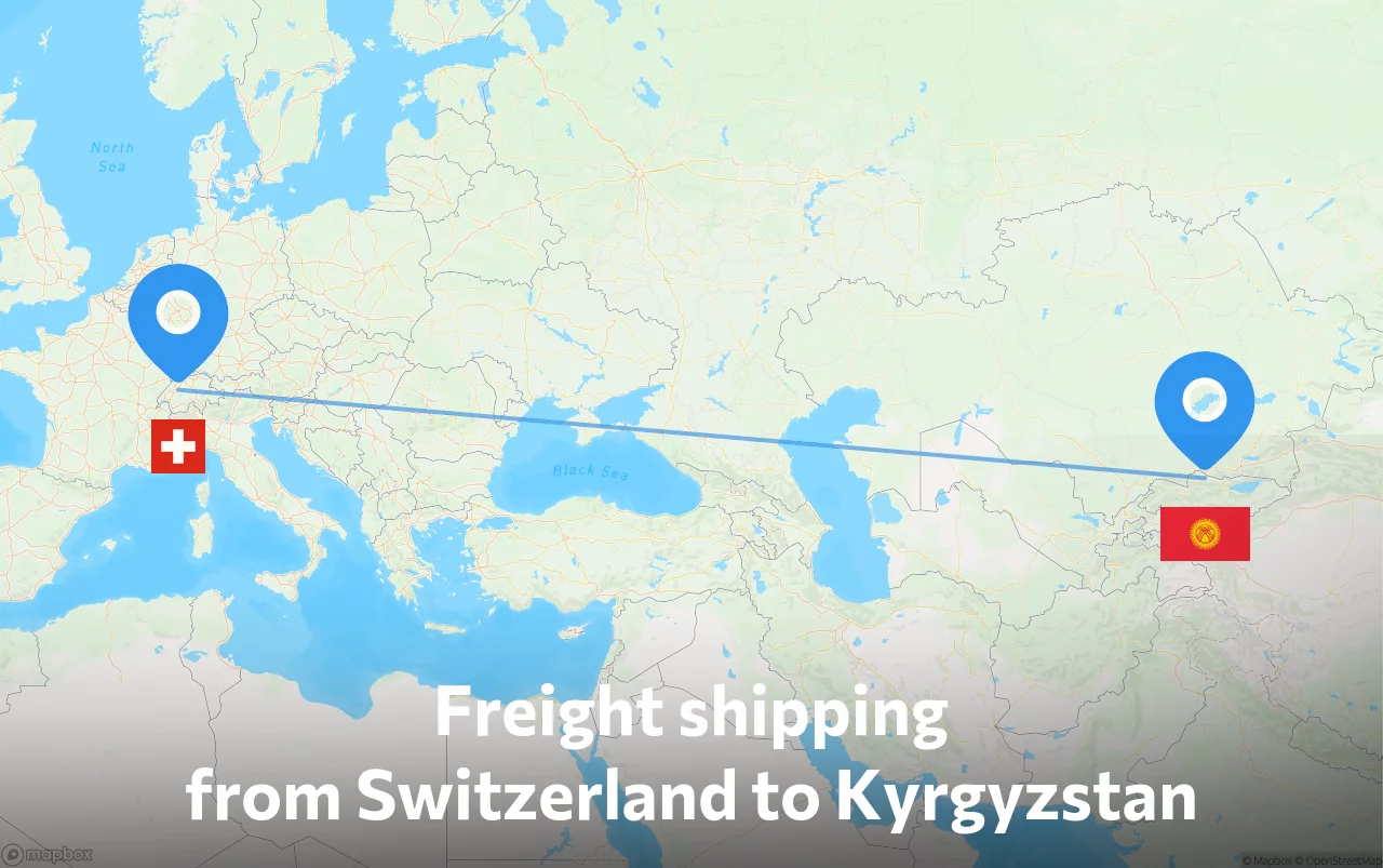 Shipping route from Switzerland to Kyrgyzstan