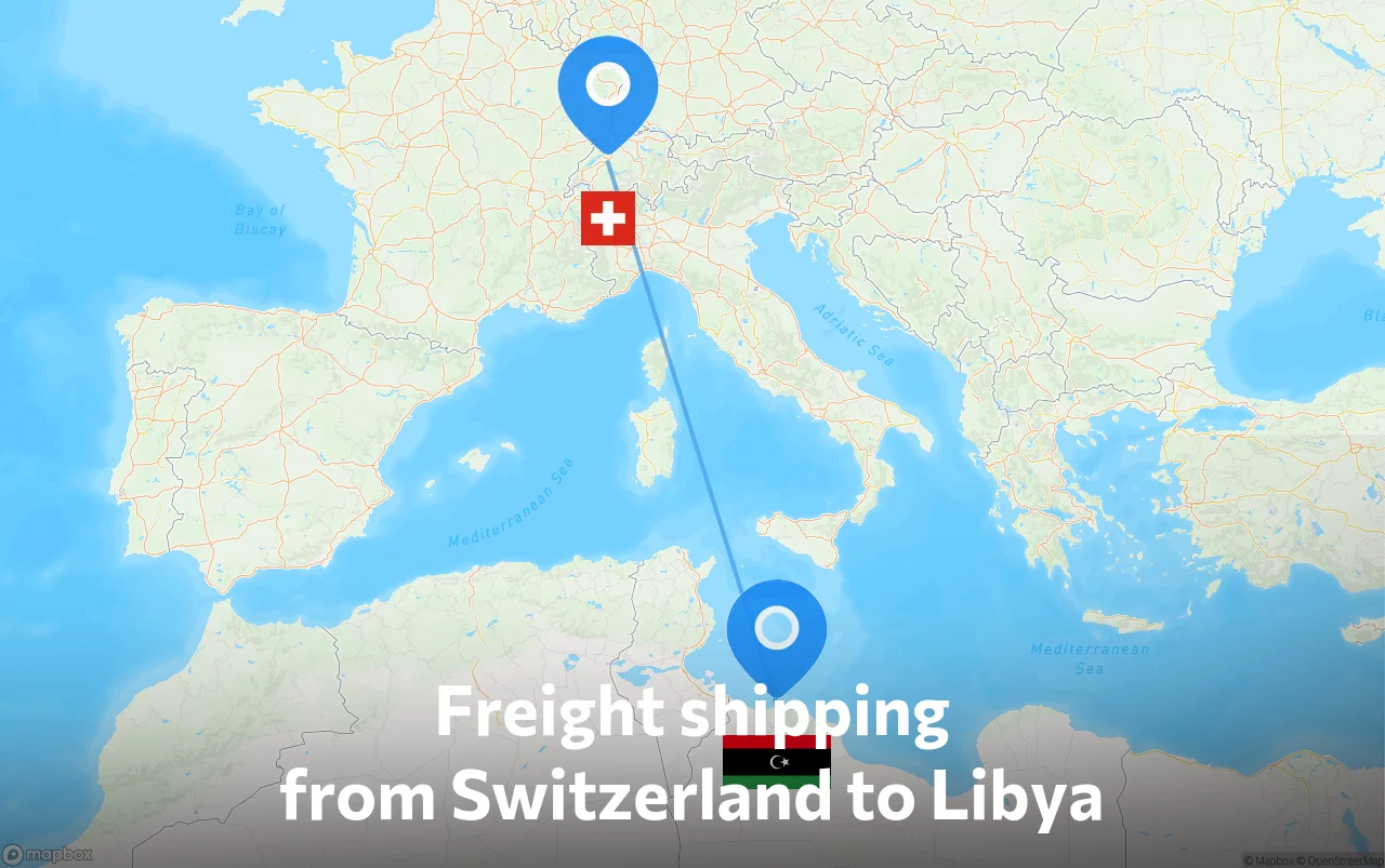 Shipping route from Switzerland to Libya