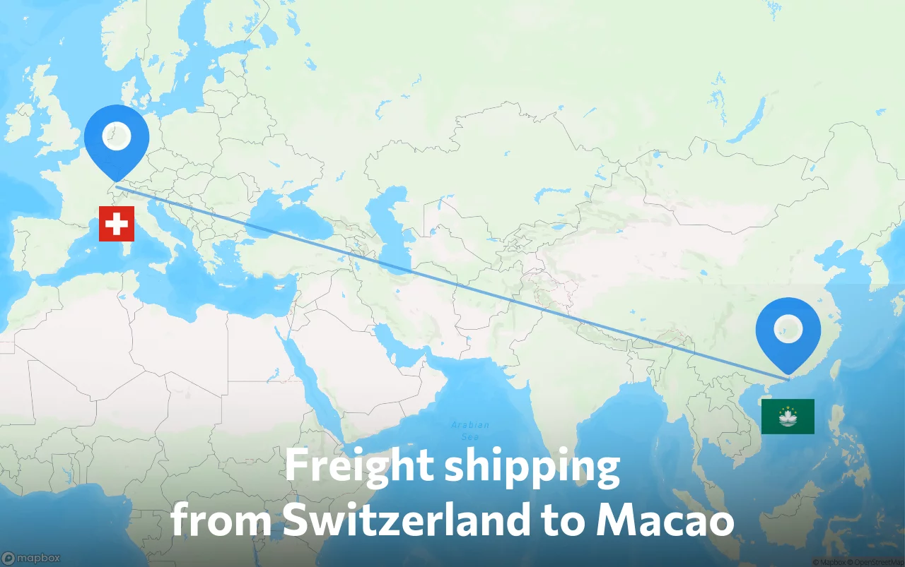 Shipping route from Switzerland to Macao