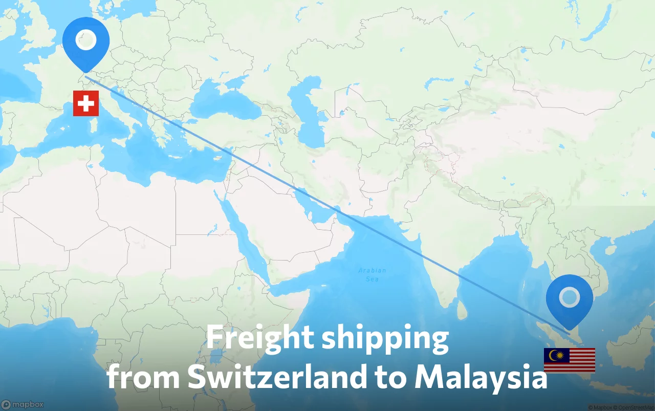 Shipping route from Switzerland to Malaysia