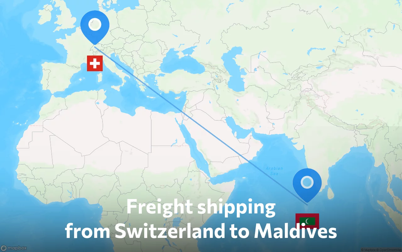 Shipping route from Switzerland to Maldives