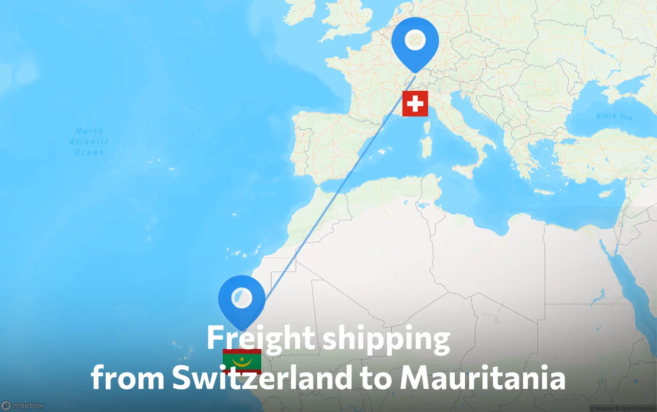 Shipping route from Switzerland to Mauritania