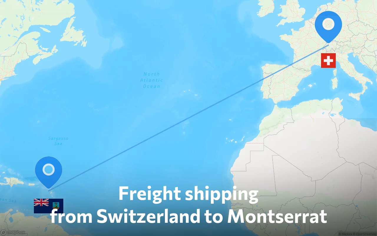 Shipping route from Switzerland to Montserrat