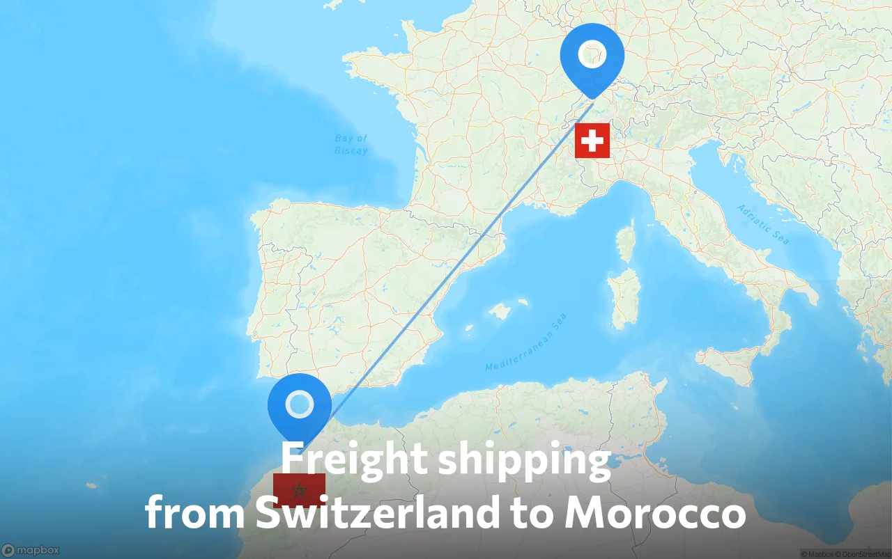 Shipping route from Switzerland to Morocco