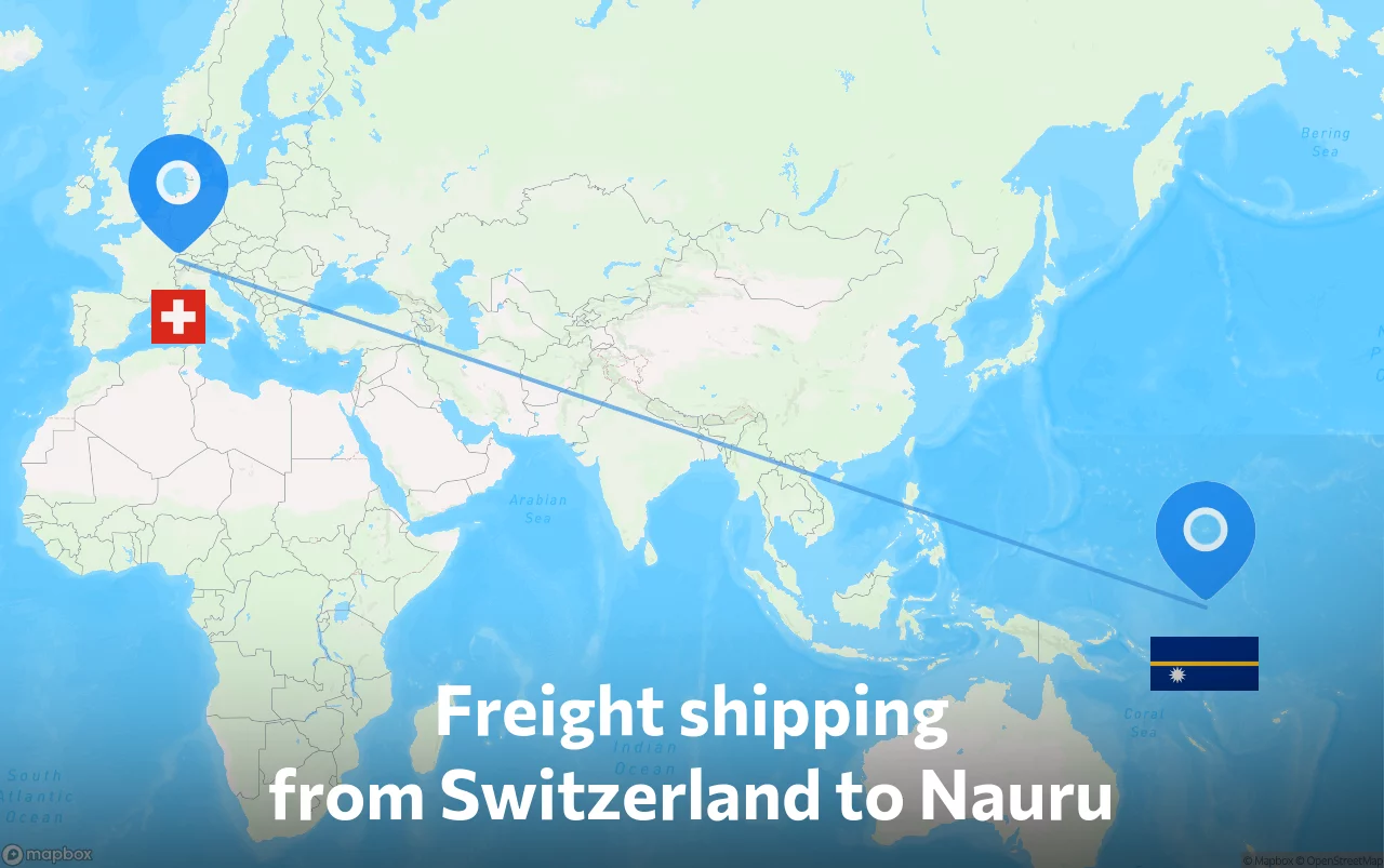 Shipping route from Switzerland to Nauru
