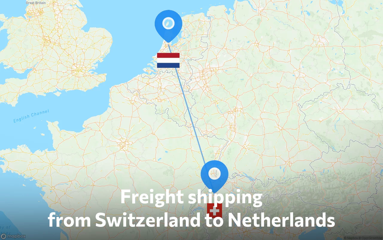 Shipping route from Switzerland to Netherlands