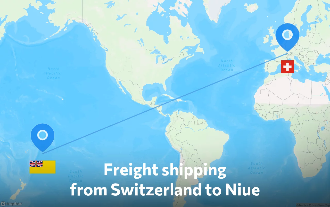 Shipping route from Switzerland to Niue