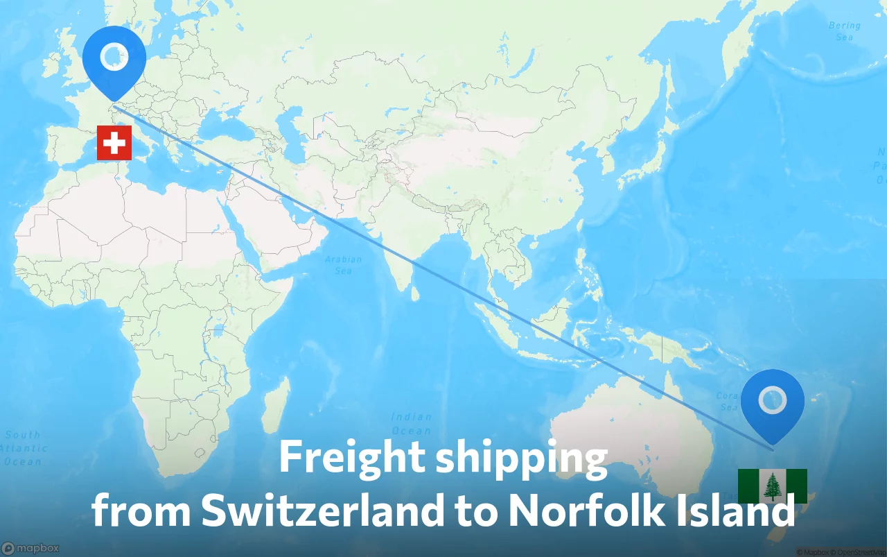 Shipping route from Switzerland to Norfolk Island