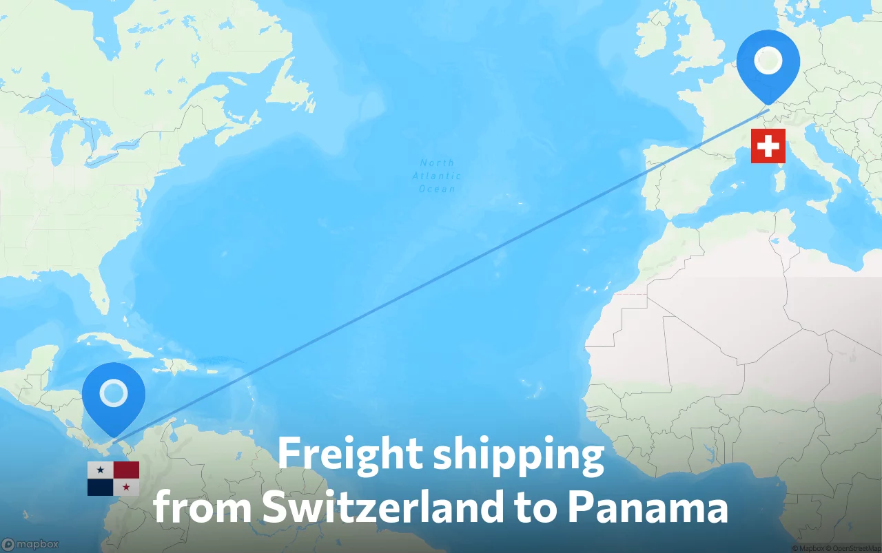 Shipping route from Switzerland to Panama