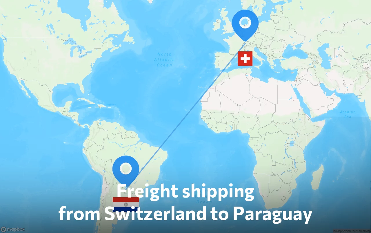 Shipping route from Switzerland to Paraguay