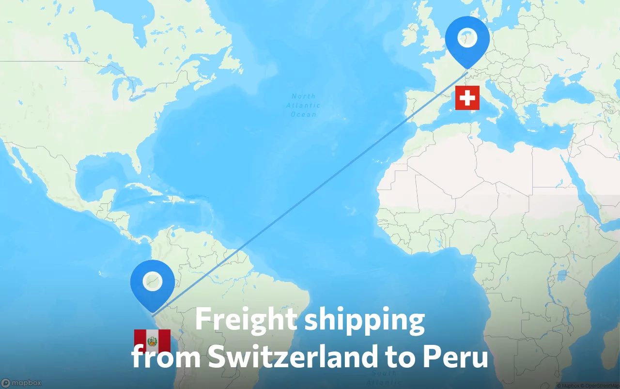 Shipping route from Switzerland to Peru