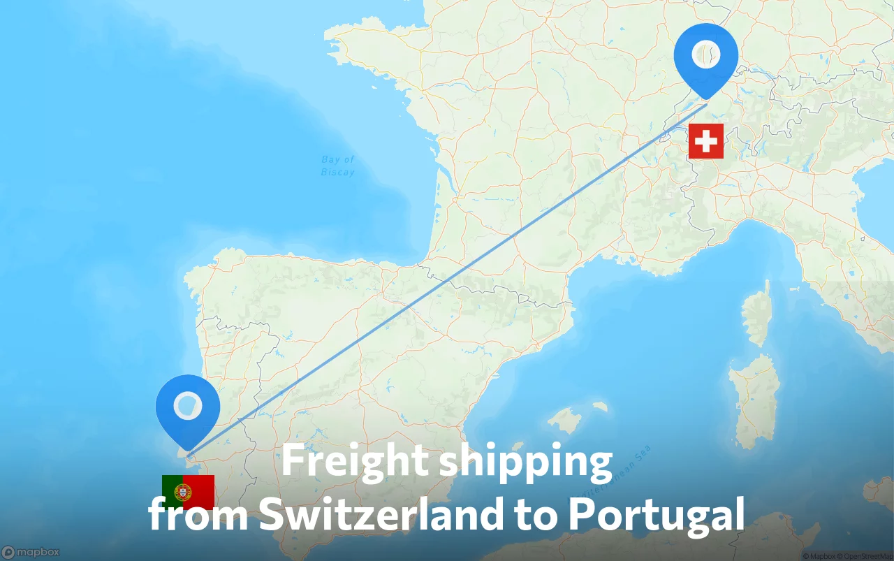 Shipping route from Switzerland to Portugal