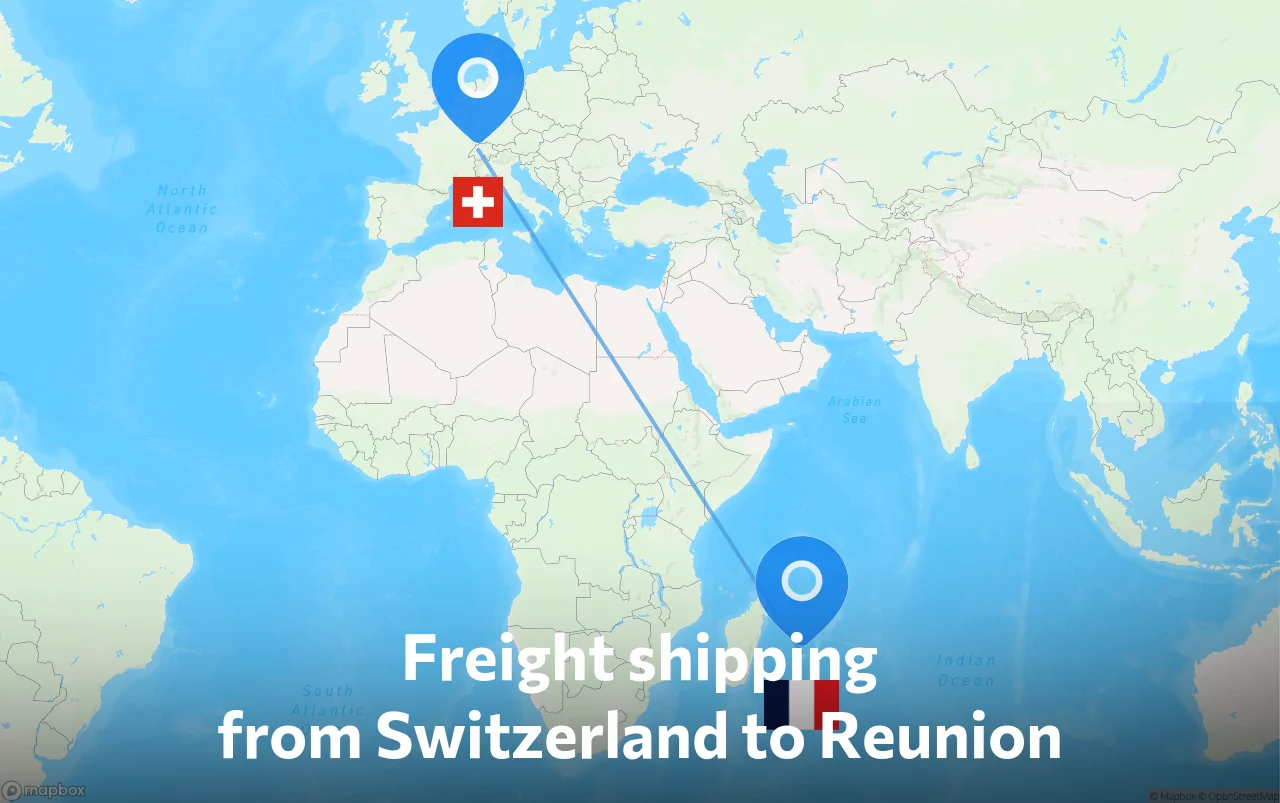 Shipping route from Switzerland to Reunion