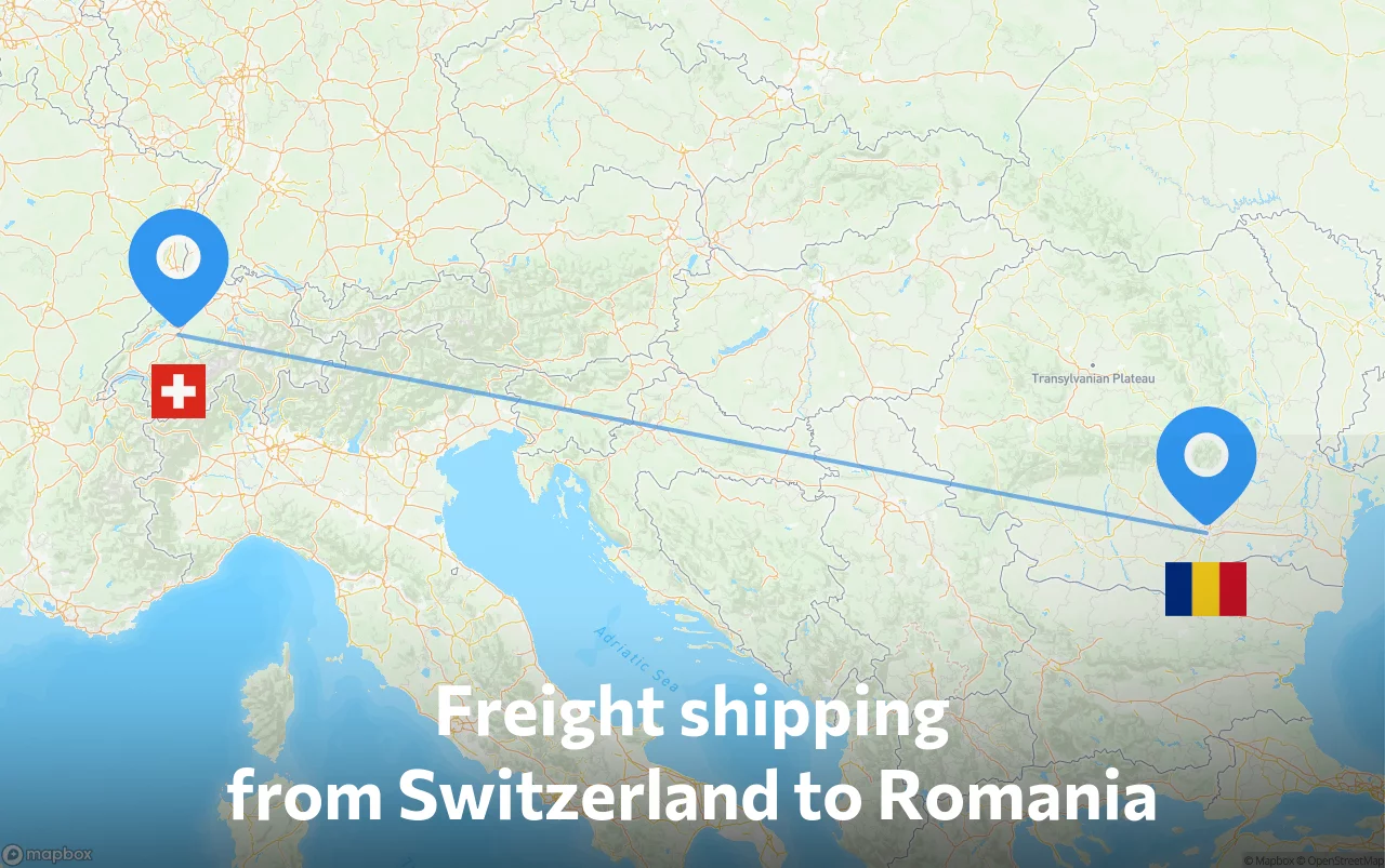Shipping route from Switzerland to Romania