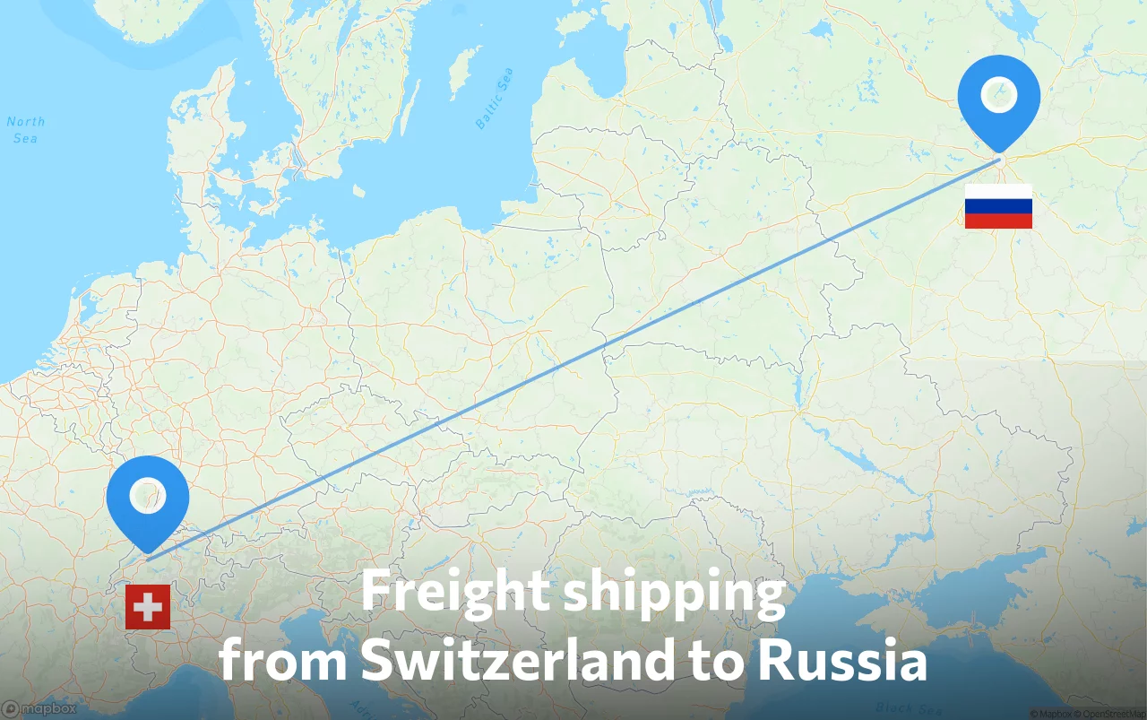 Shipping route from Switzerland to Russia