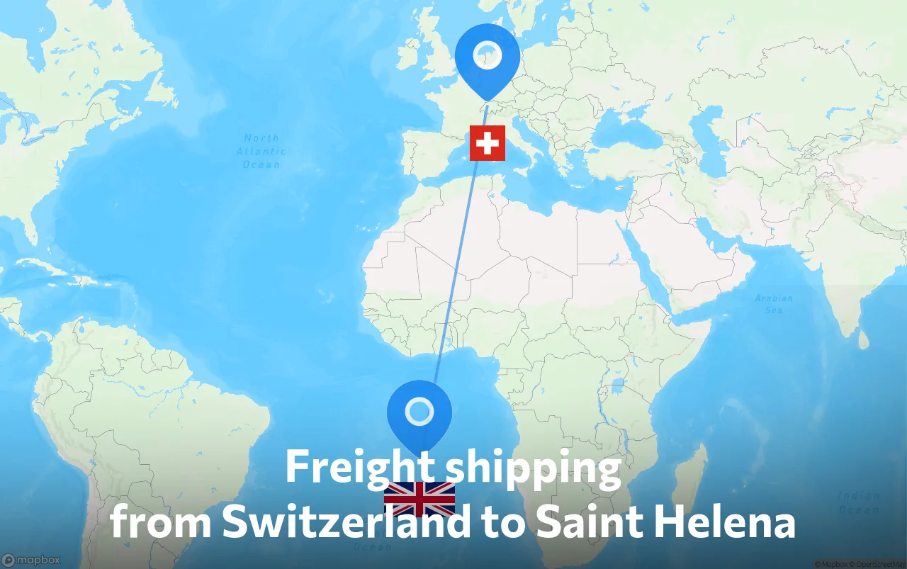 Shipping route from Switzerland to Saint Helena