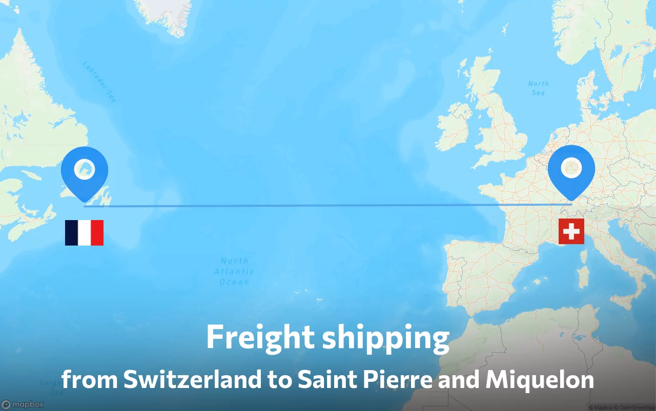 Shipping route from Switzerland to Saint Pierre and Miquelon