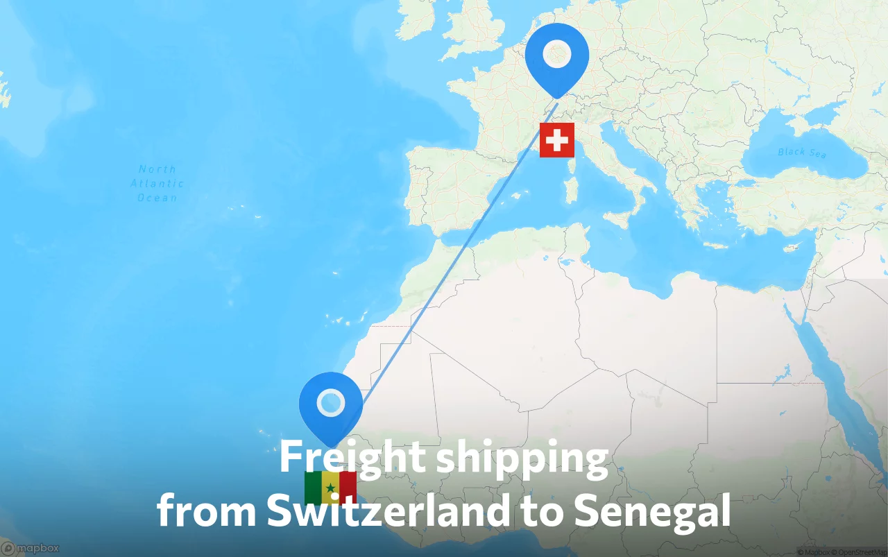 Shipping route from Switzerland to Senegal