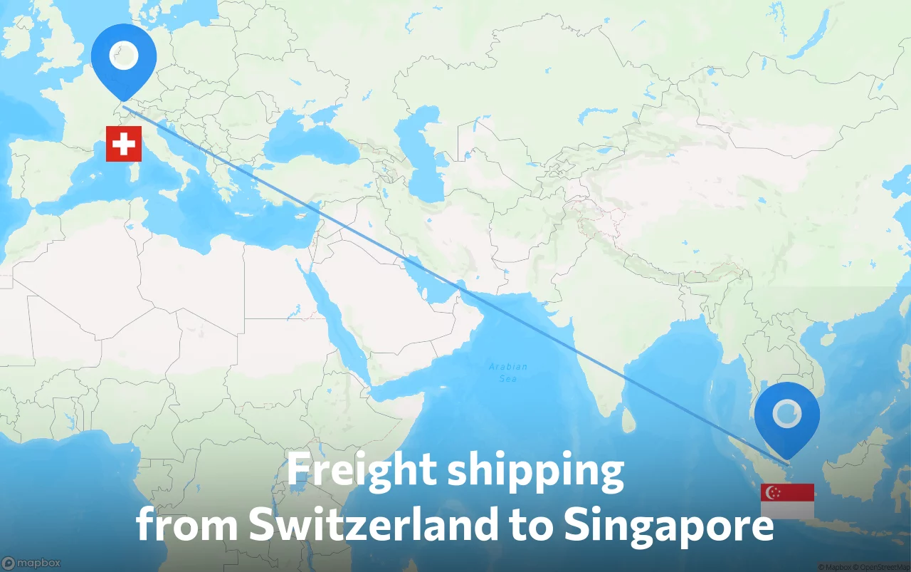 Shipping route from Switzerland to Singapore