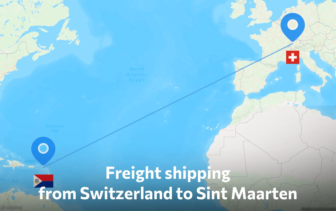 Shipping route from Switzerland to Sint Maarten