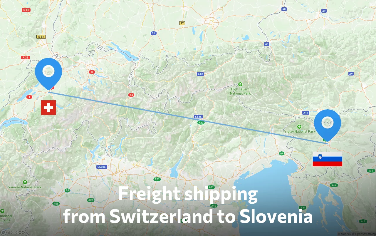 Shipping route from Switzerland to Slovenia