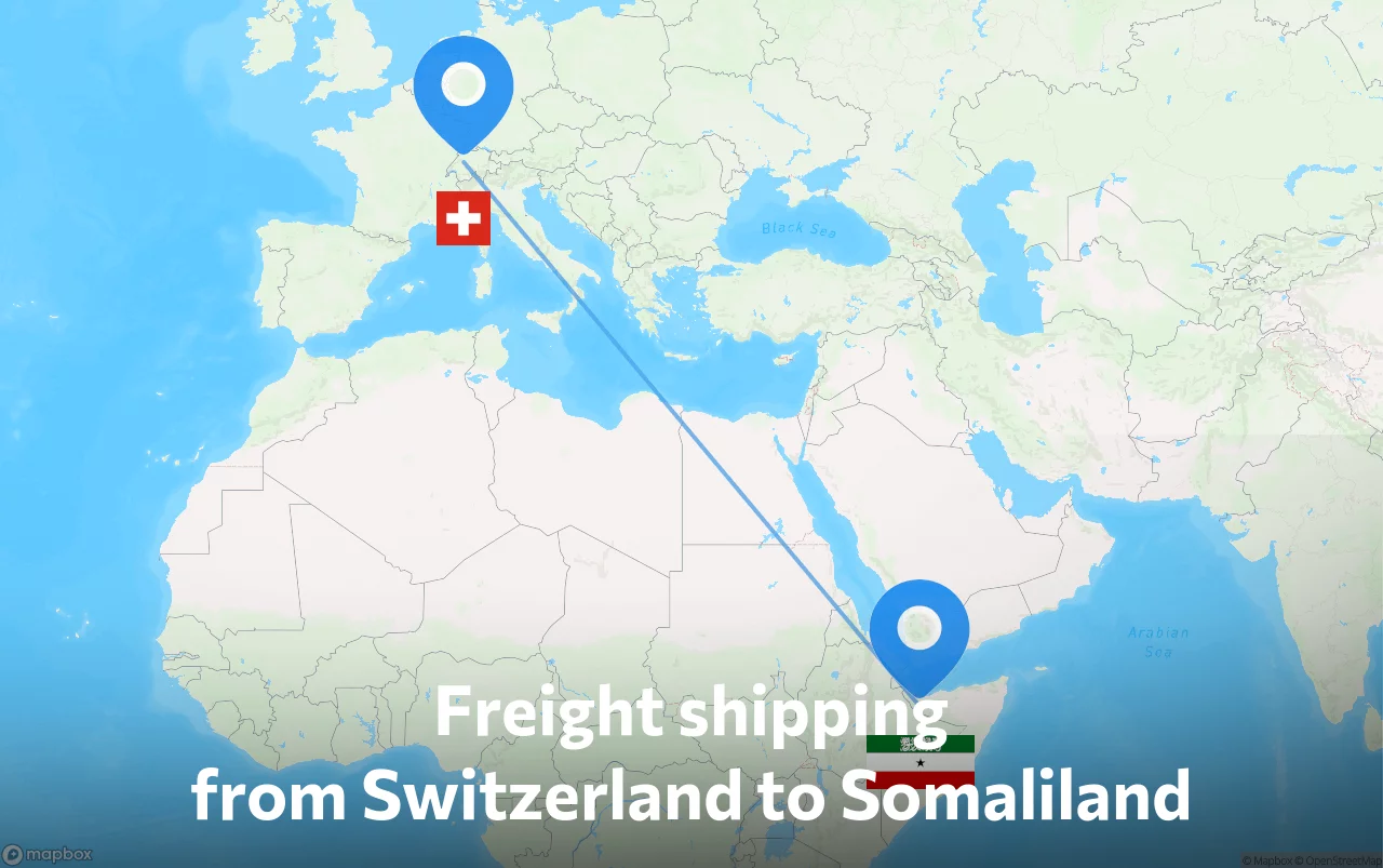 Shipping route from Switzerland to Somaliland