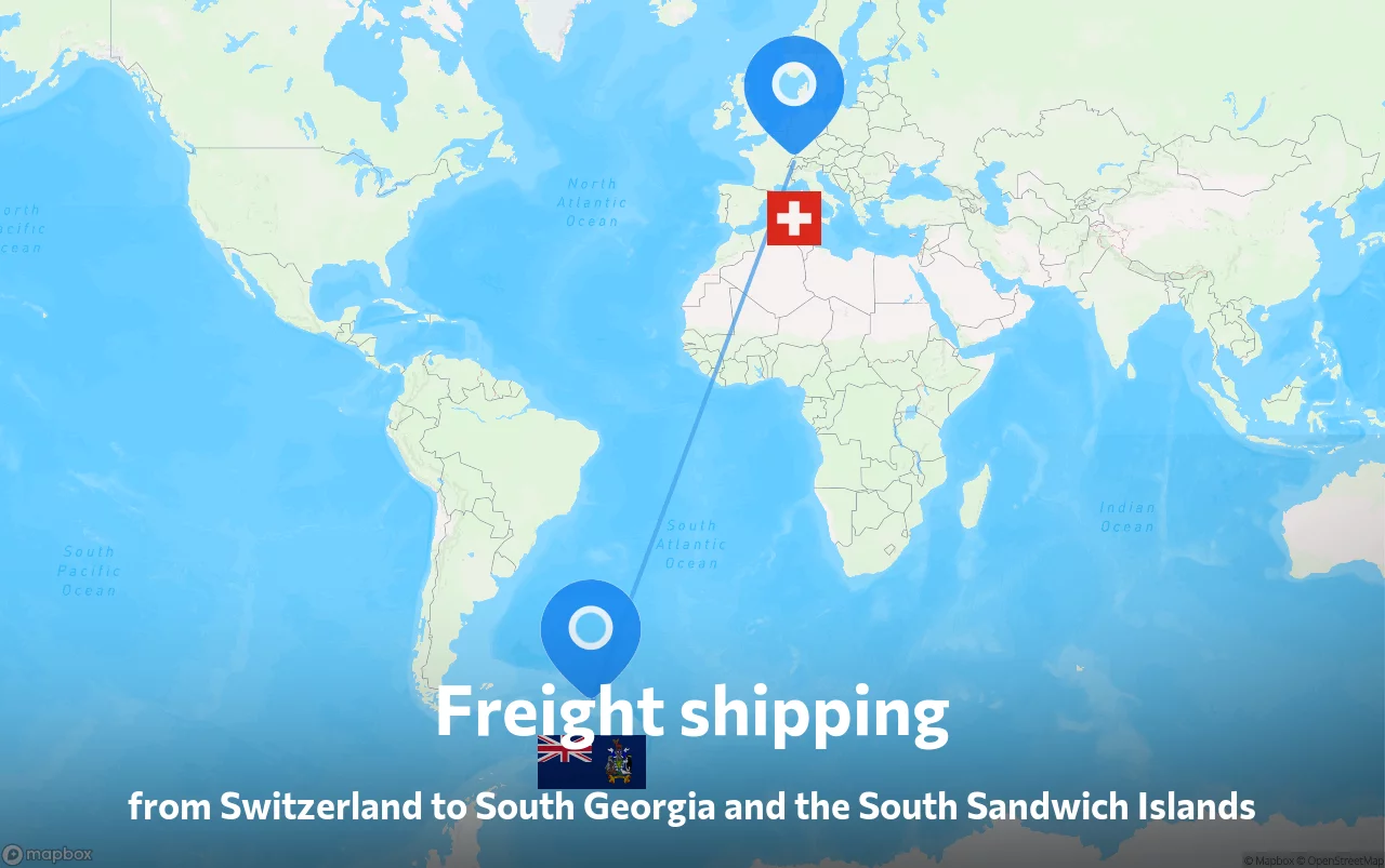 Shipping route from Switzerland to South Georgia and the South Sandwich Islands