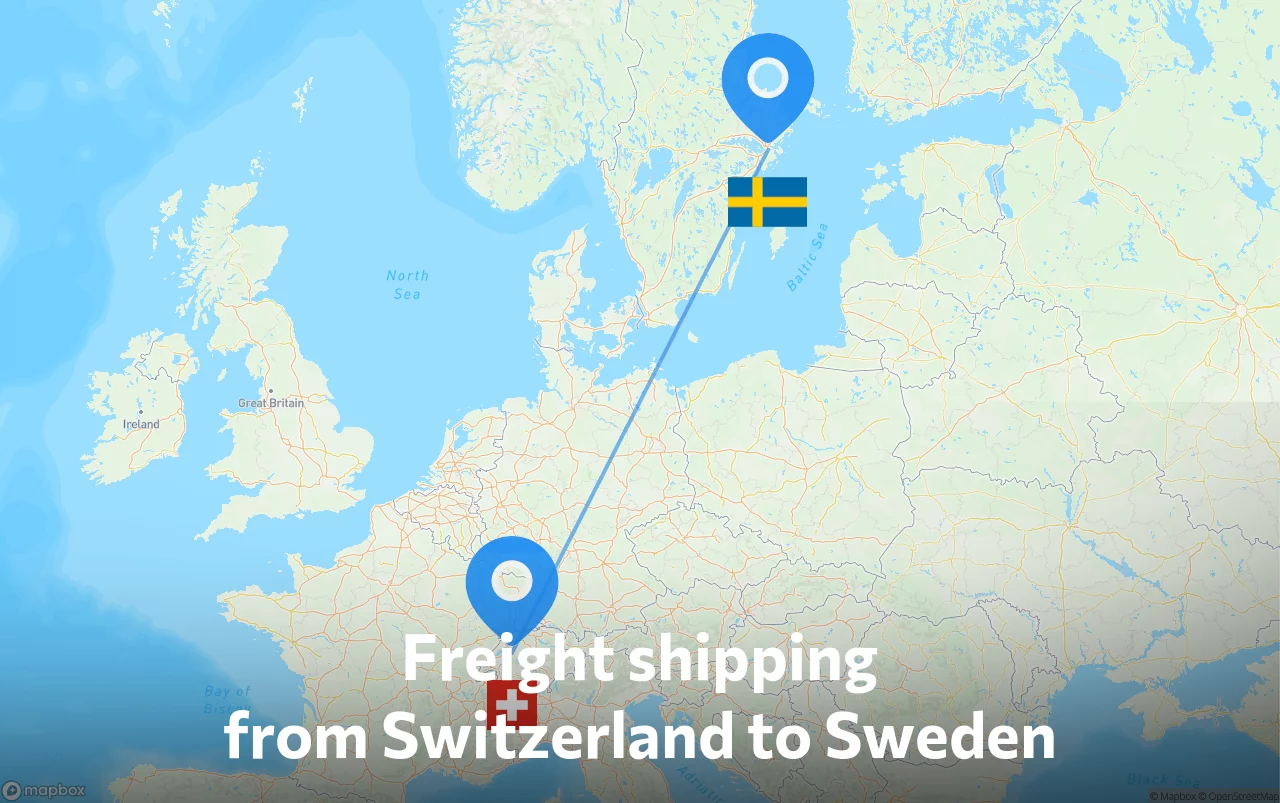 Shipping route from Switzerland to Sweden