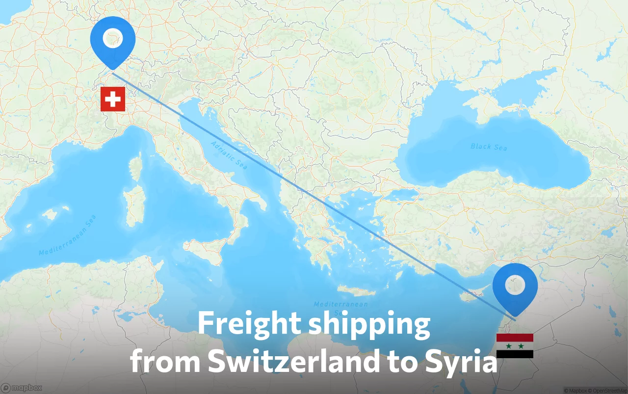 Shipping route from Switzerland to Syria