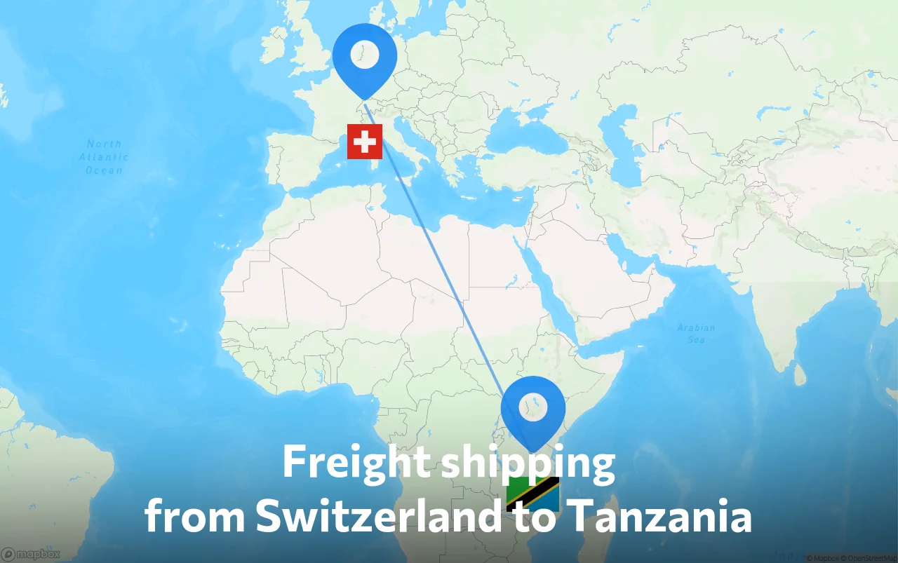 Shipping route from Switzerland to Tanzania