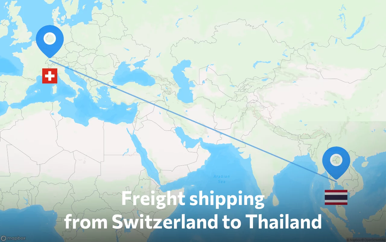 Shipping route from Switzerland to Thailand