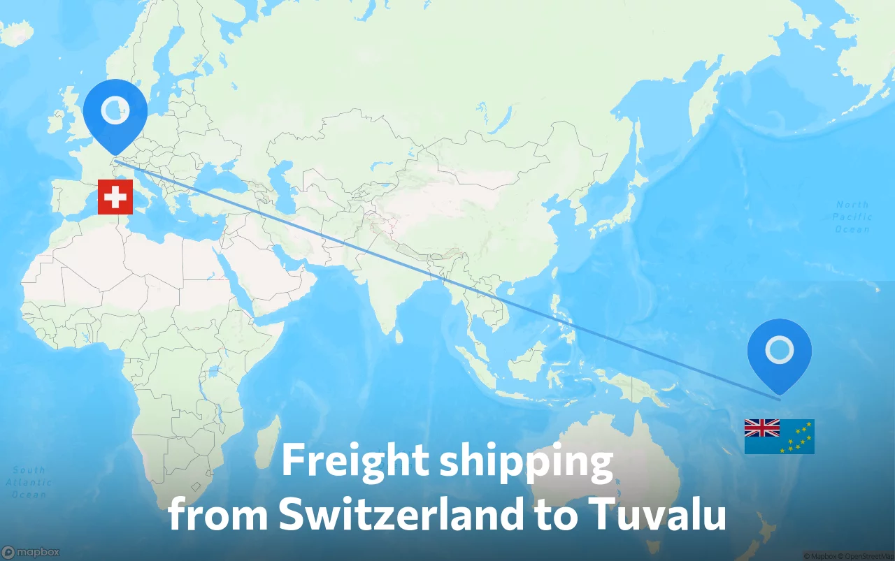 Shipping route from Switzerland to Tuvalu