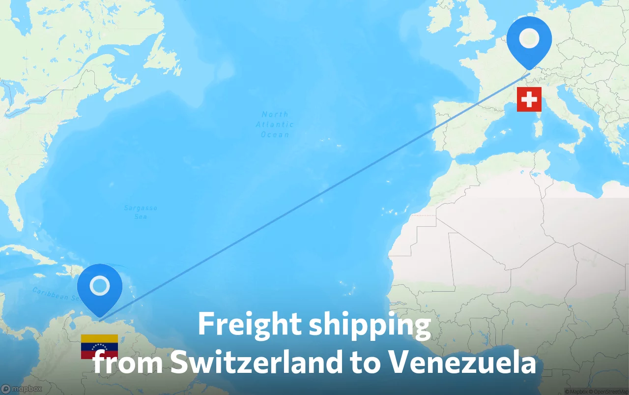 Shipping route from Switzerland to Venezuela