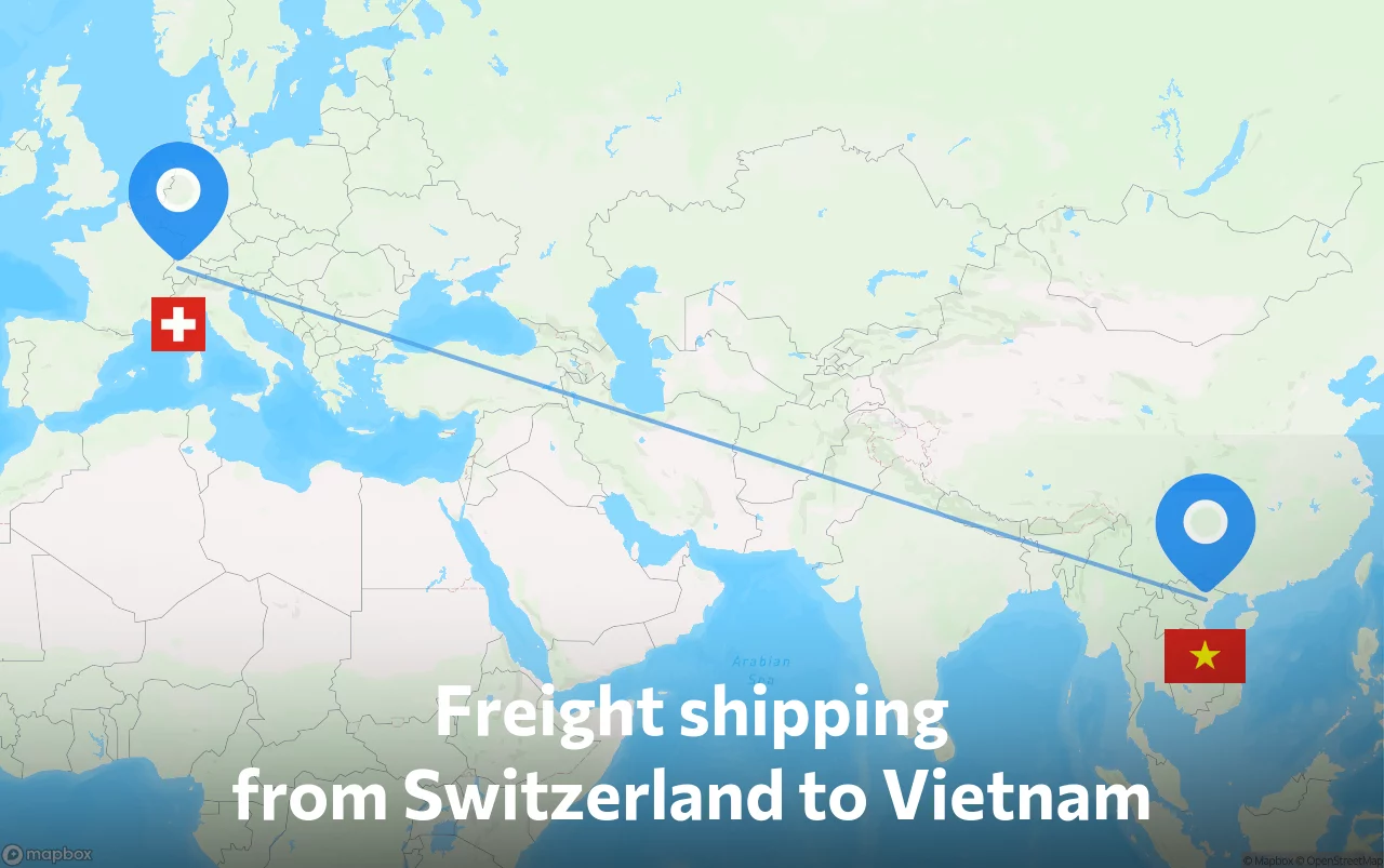 Shipping route from Switzerland to Vietnam