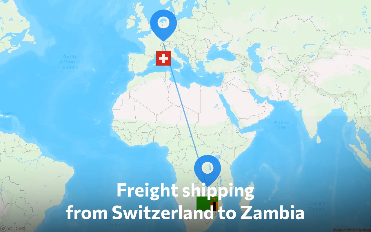 Shipping route from Switzerland to Zambia