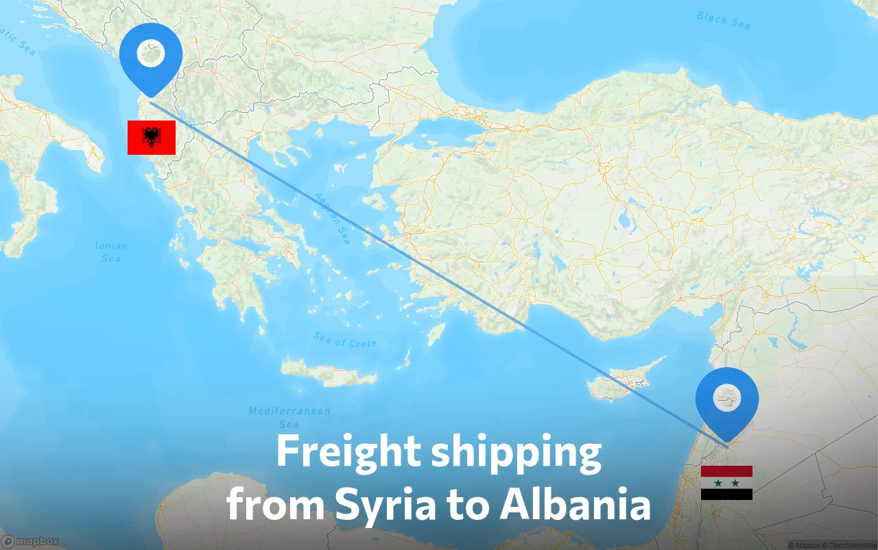 Shipping route from Syria to Albania