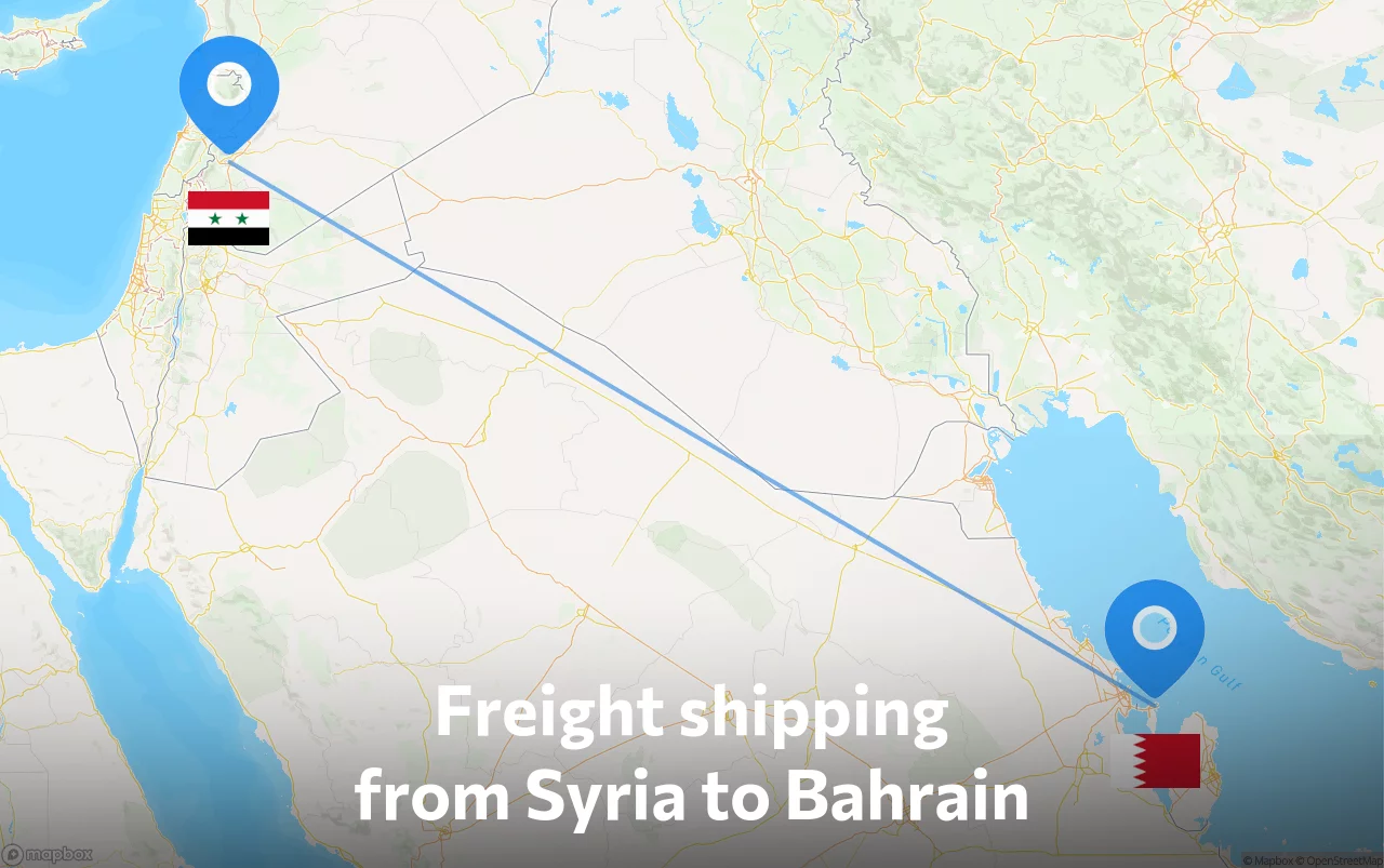 Shipping route from Syria to Bahrain