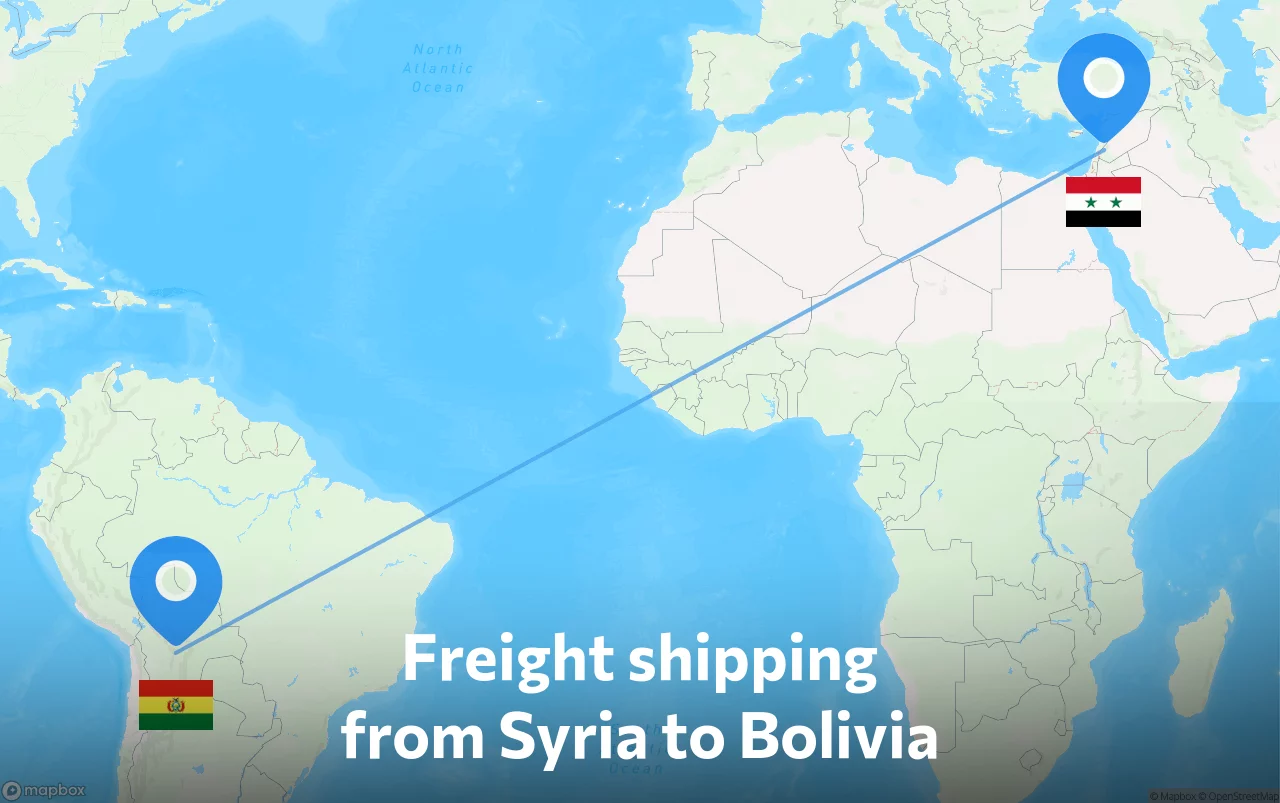 Shipping route from Syria to Bolivia