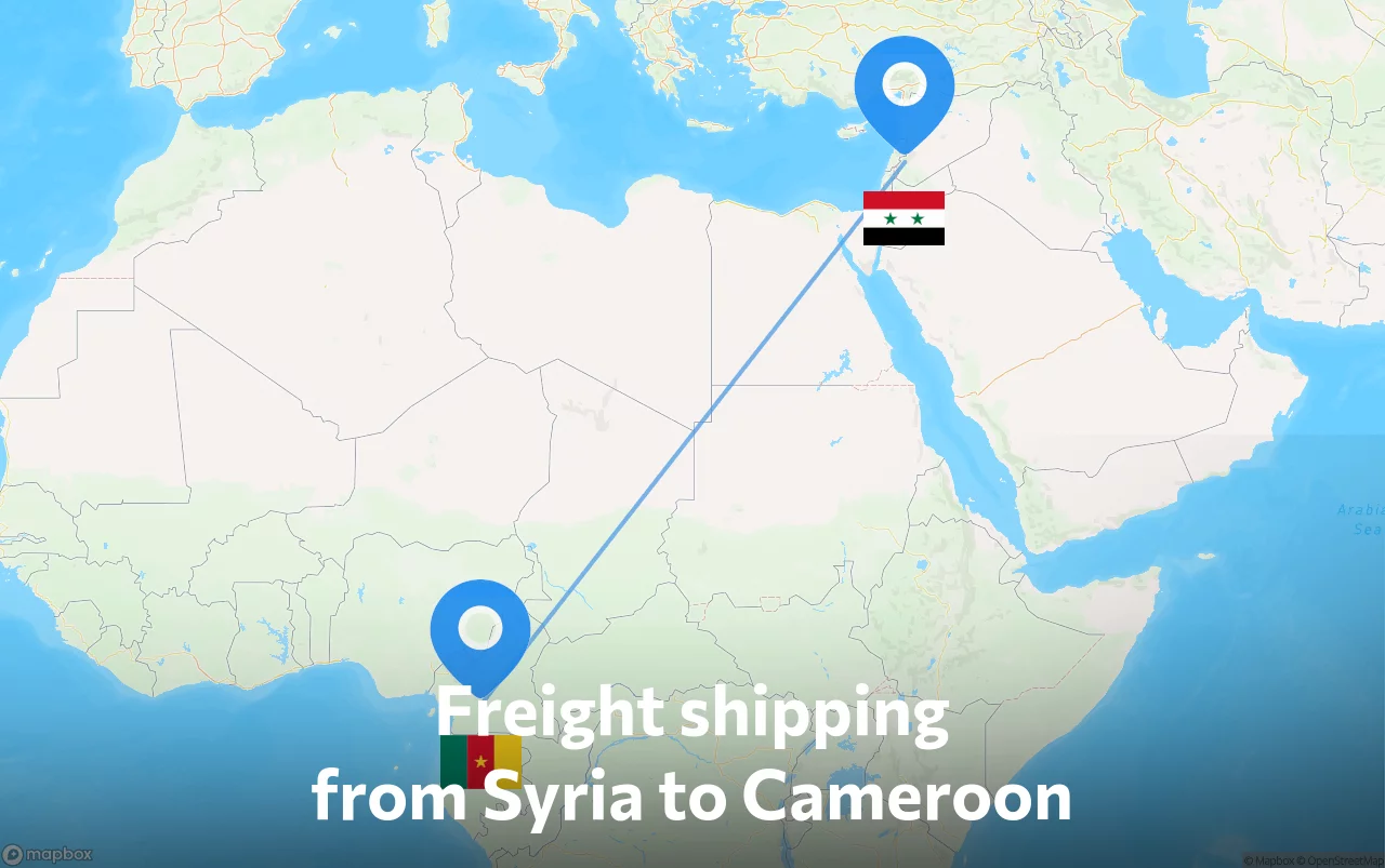 Shipping route from Syria to Cameroon