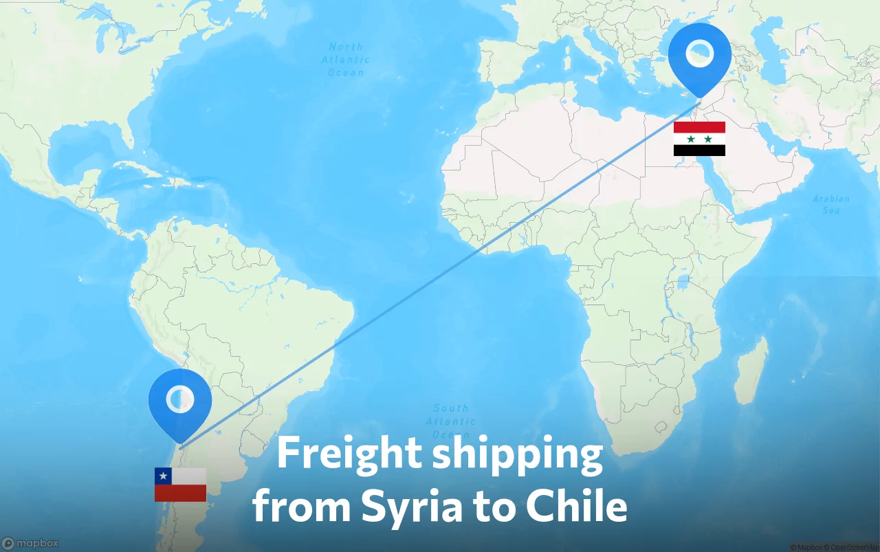 Shipping route from Syria to Chile
