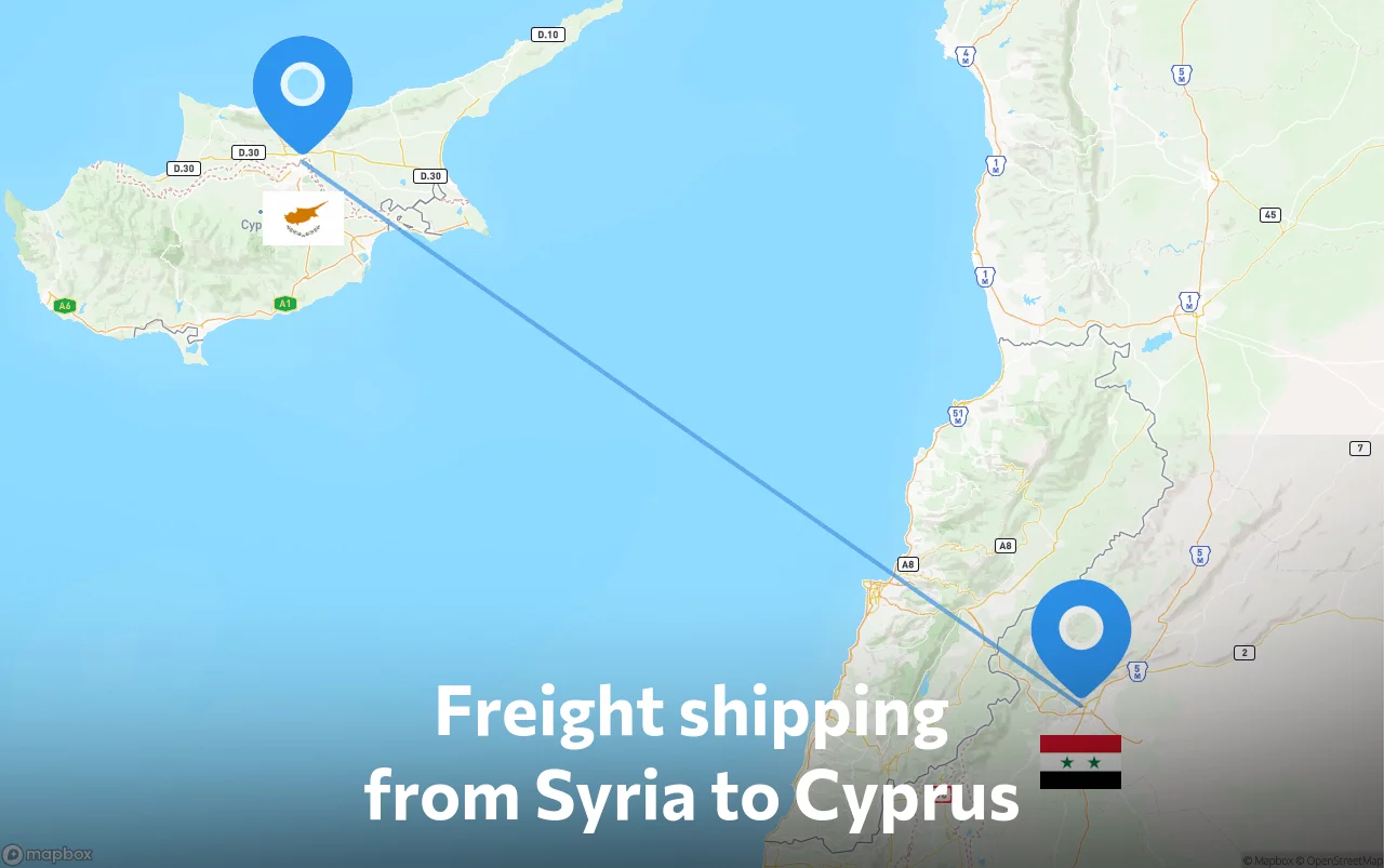Shipping route from Syria to Cyprus